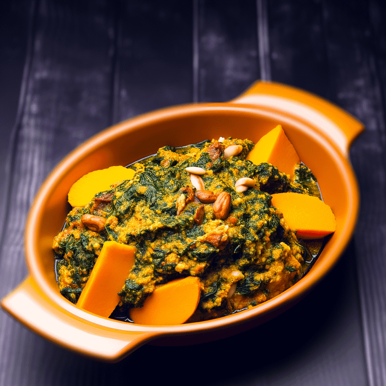 Nigerian Egusi Stew With Spinach And Yam