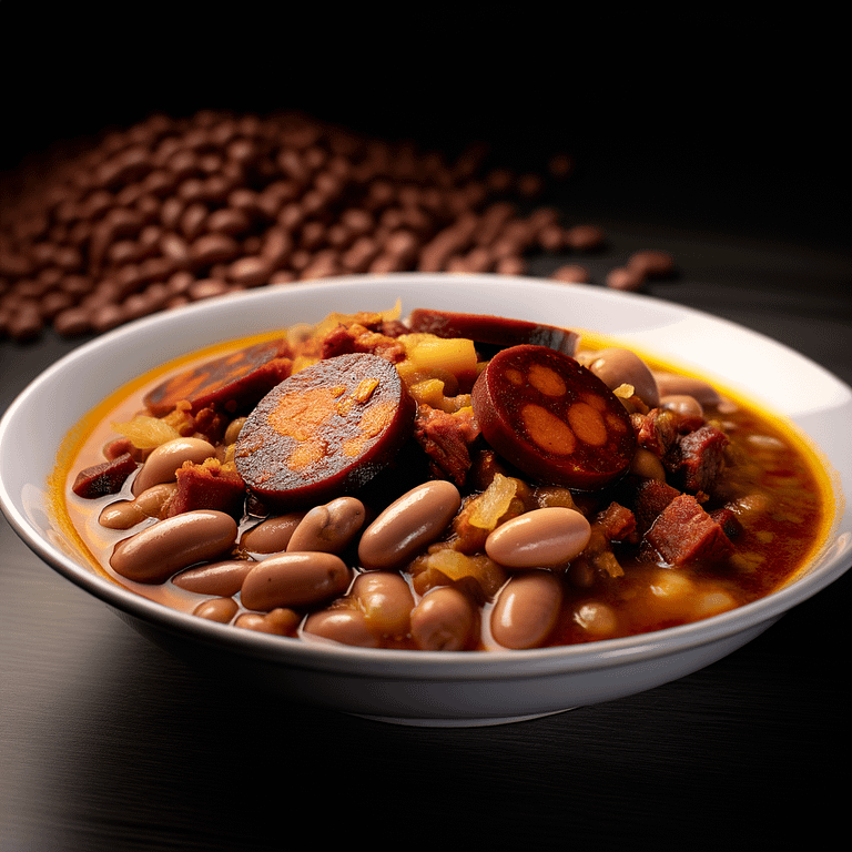 Cape Verdean Chorizo Hominy Kidney Bean Stew