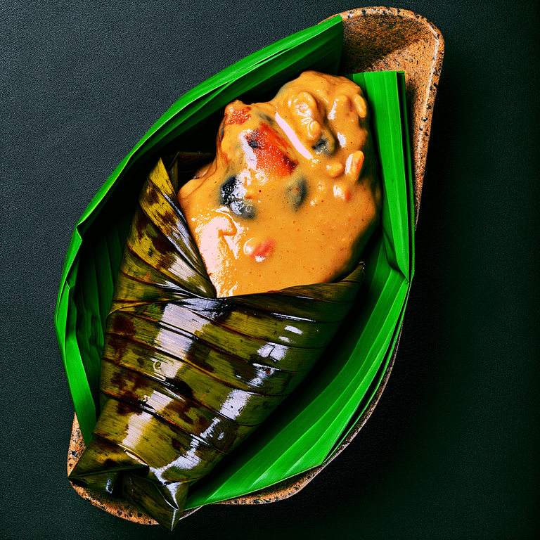 Ugandan Peanut Butter Chicken In Banana Leaves